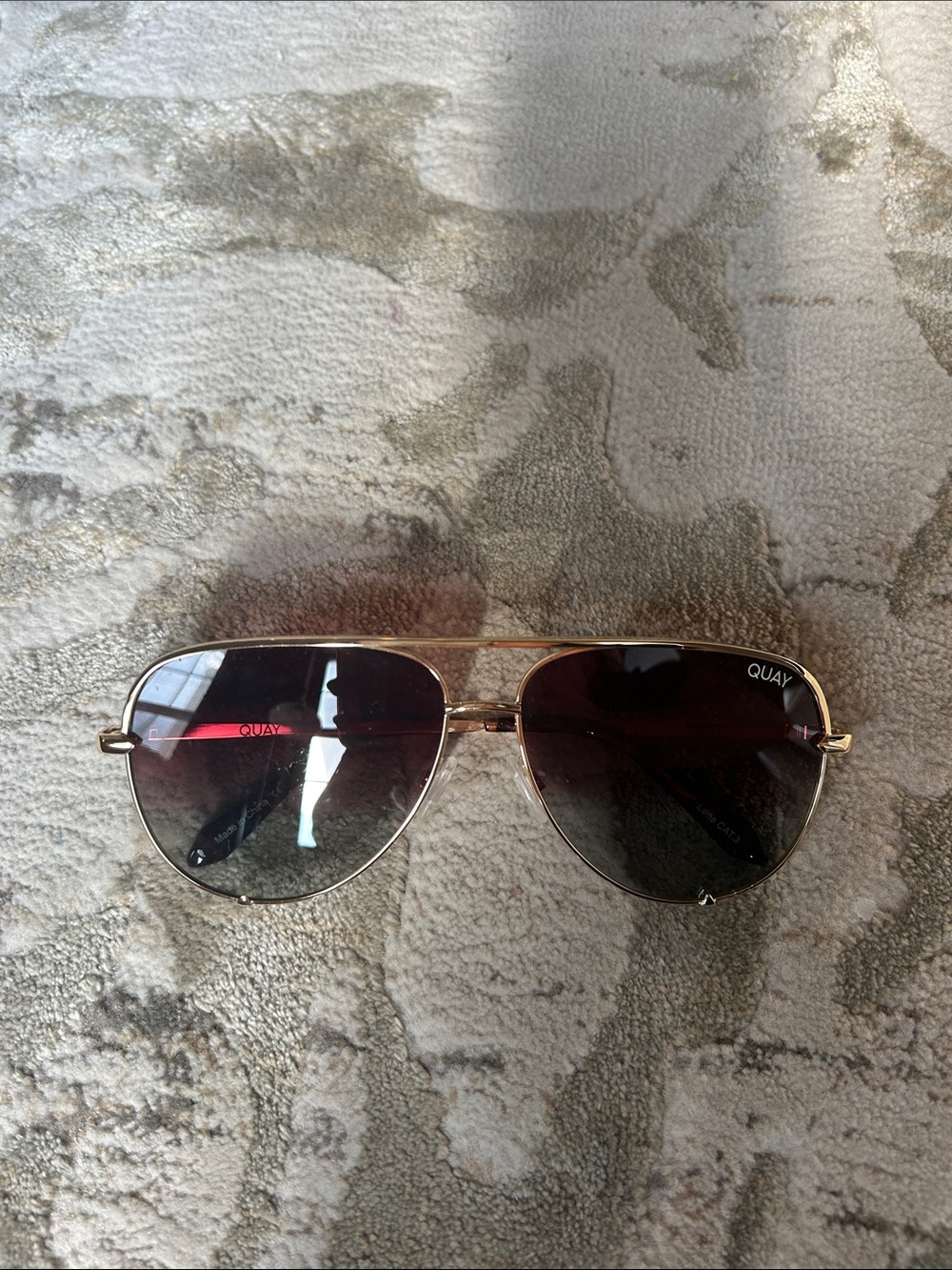 Quay Australia Gold Aviator Sunglasses with Gradient Brown Lenses